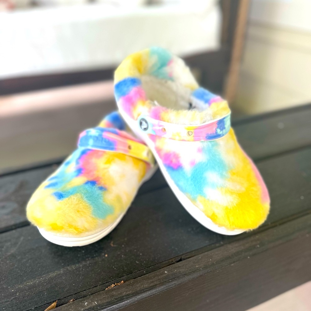 Crocs Womens Size 9 Classic Fur Sure Slip On Clogs Shoes Multicolor Pastel